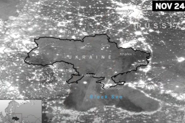 NASA işıqsız qalan Ukraynanın kosmosdan görüntüsünü paylaşdı - FOTO
