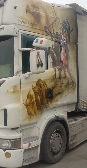 Yük maşınının üzərinə heyvan şəkilləri çəkdirdi - FOTO / VİDEO