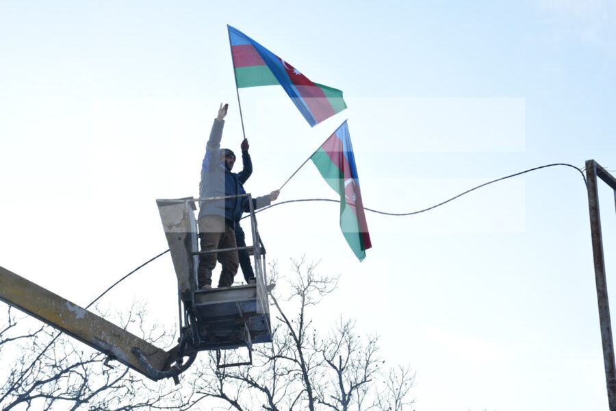 Laçın yolunda Bayrağımız qaldırıldı: hazırlıqlar başladı - VİDEO