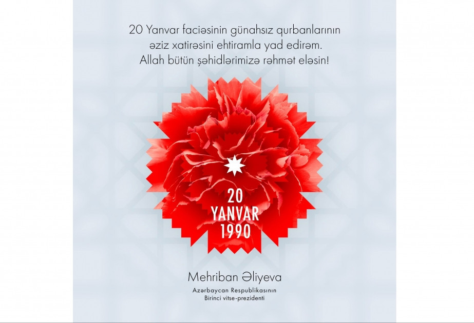Mehriban Əliyeva 20 Yanvar faciəsinin ildönümü ilə bağlı paylaşım edib - FOTO