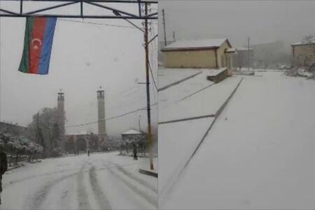 Şuşaya qar yağır: Temperatur -3 dərəcəyə düşdü - Video