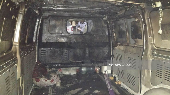 Gəncədə mikroavtobus yandı - FOTO