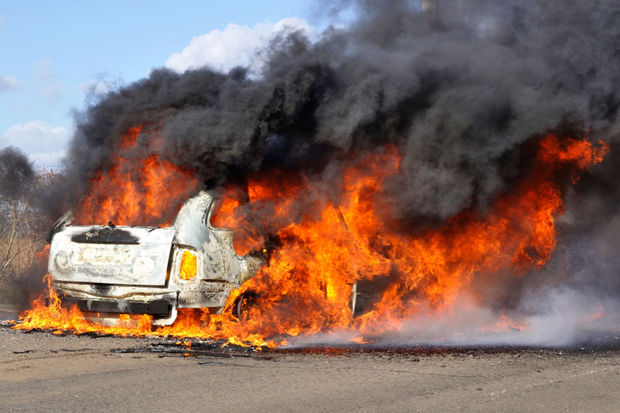 Abşeronda yük avtomobilində yanğın oldu
