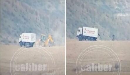 Erməni silahlıları döyüş mövqeyi inşa edir - VİDEO