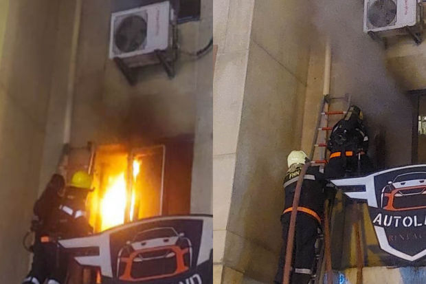 Bakıda yaşayış binasında yanğın oldu - FOTO / YENİLƏNDİ