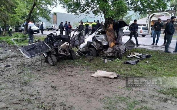 Qəbələdə avtomobil ağaca çırpıldı: Ölən və yaralananlar var - ADLAR/FOTO