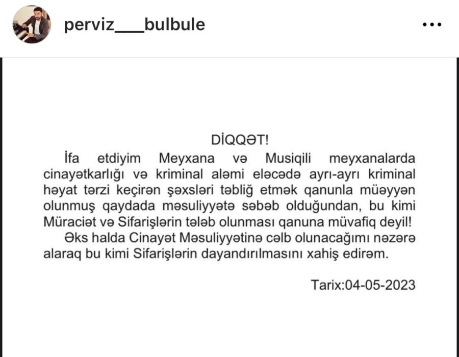 Pərviz Bülbülə gözlənilmədən açıqlama yaydı: maraqlı qərar - FOTO