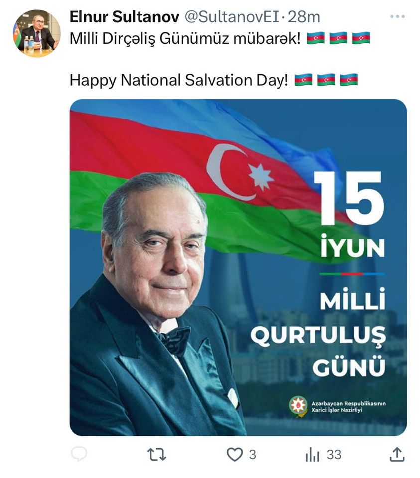 Səfirimiz Qurtuluş Günü ilə başqa təqvimi səhv saldı – FOTO
