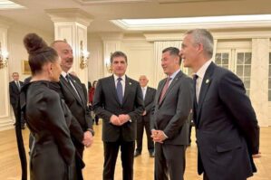 İlham Əliyev Bərzani, Oğan və Stoltenberqlə birgə - FOTO