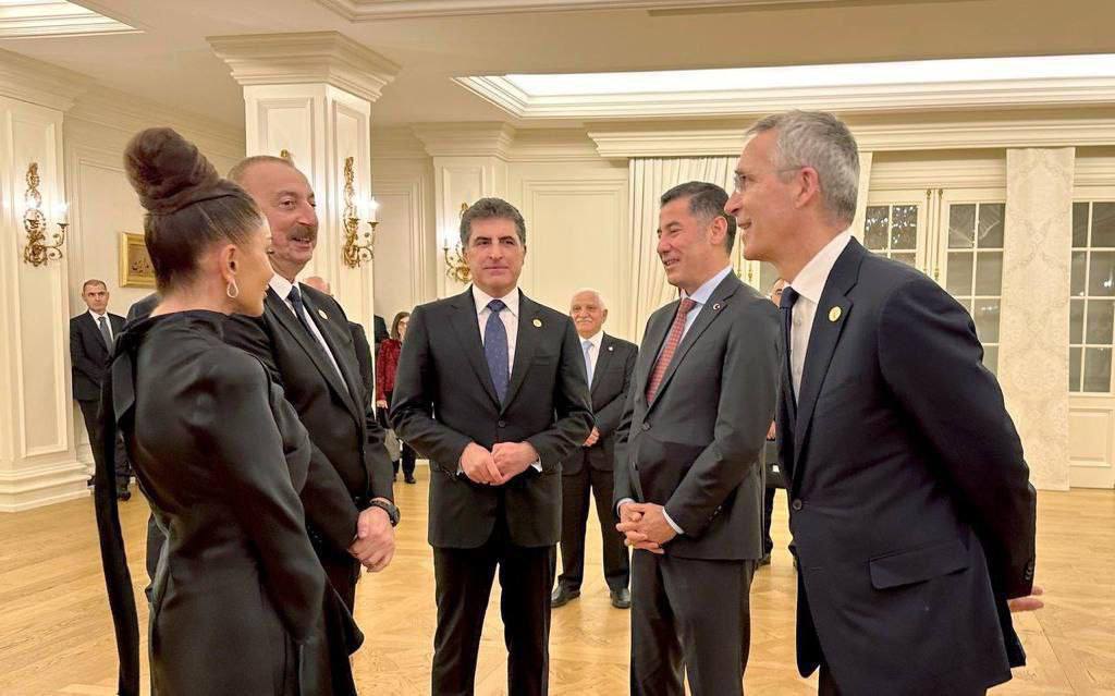 İlham Əliyev Bərzani, Oğan və Stoltenberqlə birgə - FOTO