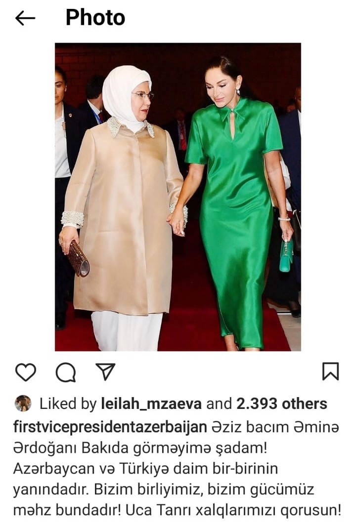 MEHRIBAN ALIYEV EMINE ERDOGAN PAYLASIM