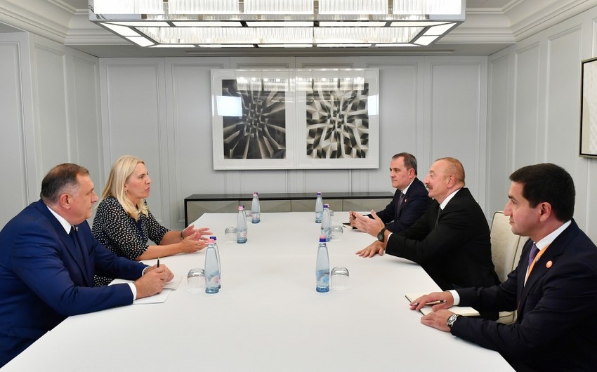 İlham Əliyev Jelka Tsviyanoviç və Milorad Dodik ilə görüşüb - FOTO