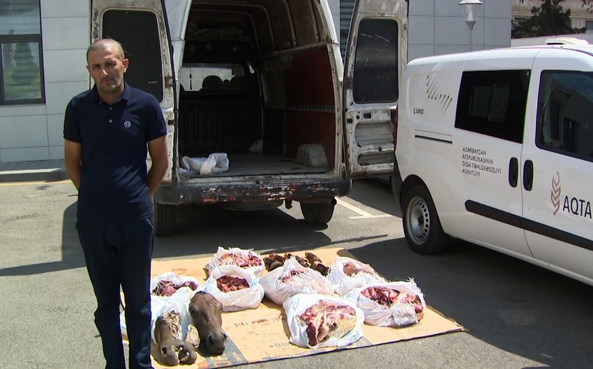 Ölü at ətini mal əti adı altında satırdı, tutuldu - VİDEO