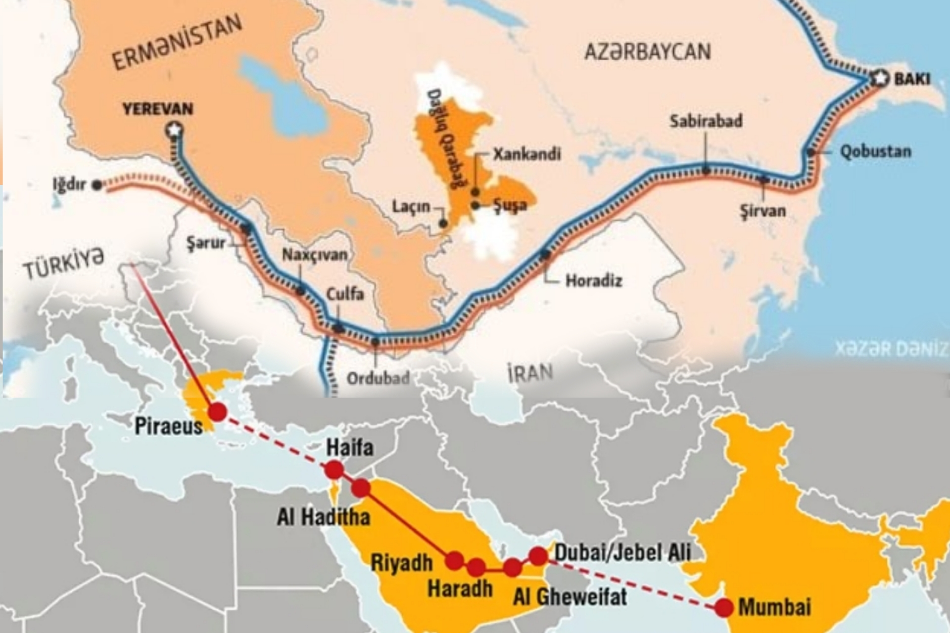 Qlobal güclərin dəhliz savaşı - Hindistan-Avropa kəməri Zəngəzur koridorunu “vuracaqmı”? 1 Qlobal güclərin dəhliz savaşı - Hindistan-Avropa kəməri Zəngəzur koridorunu “vuracaqmı”?