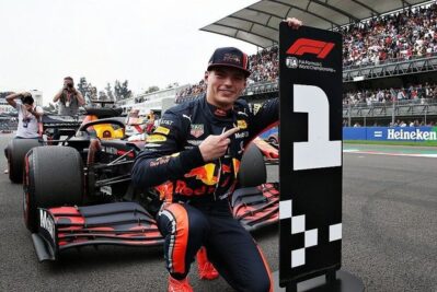 max verstappen celebrates pole