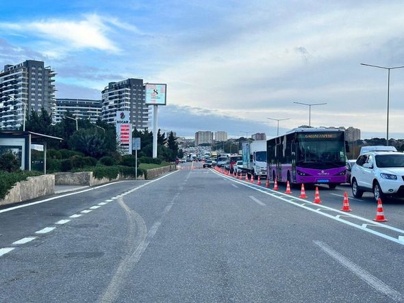 Bakı-Sumqayıt yolunda YENİLİK: avtobus zolağı çəkilir - FOTO
