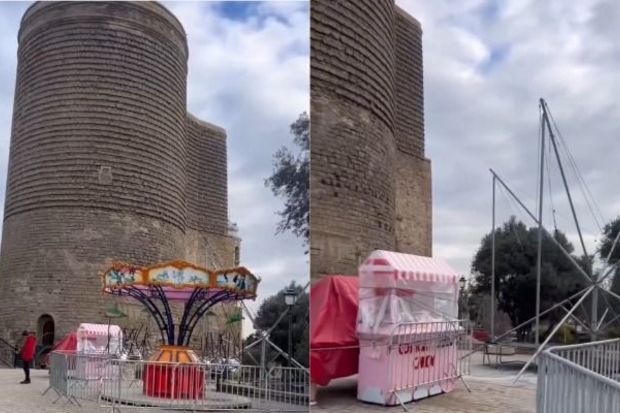 Qız qalası yaxınlığındakı attraksionlar narazılıq yaratdı - FOTOLAR