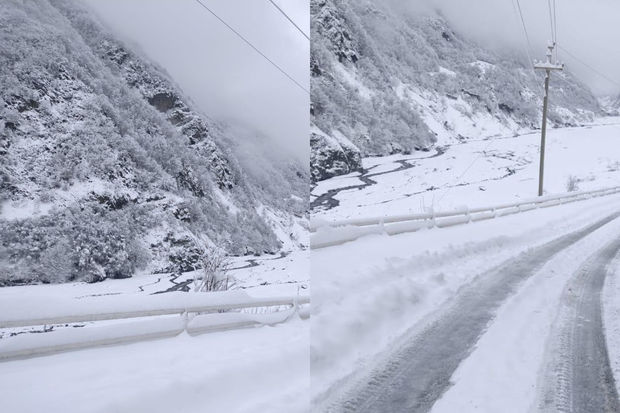 45 santimetr qar yağdı, yol bağlandı - FOTOLAR