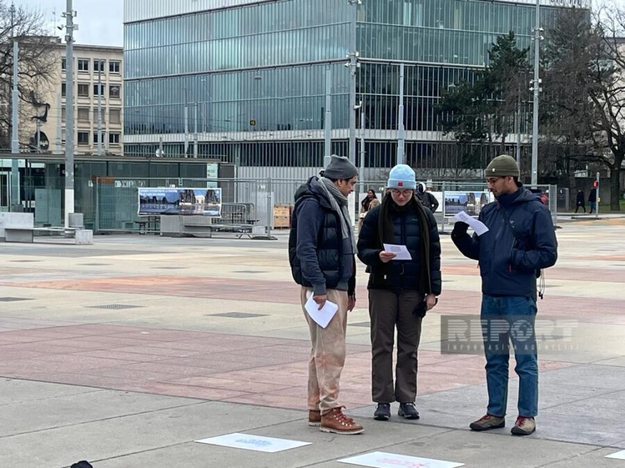 Cenevrədə azərbaycanlılar etiraz aksiyası keçirirlər - FOTOLAR