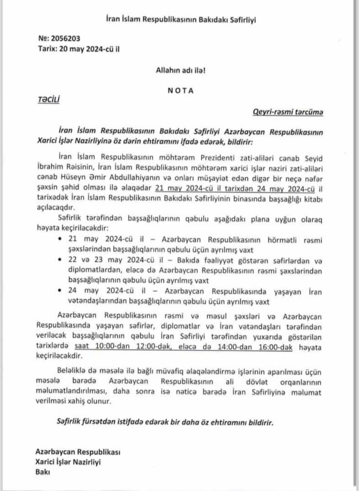 İranın Bakıdakı səfirliyində matəm kitabı açılacaq - FOTO