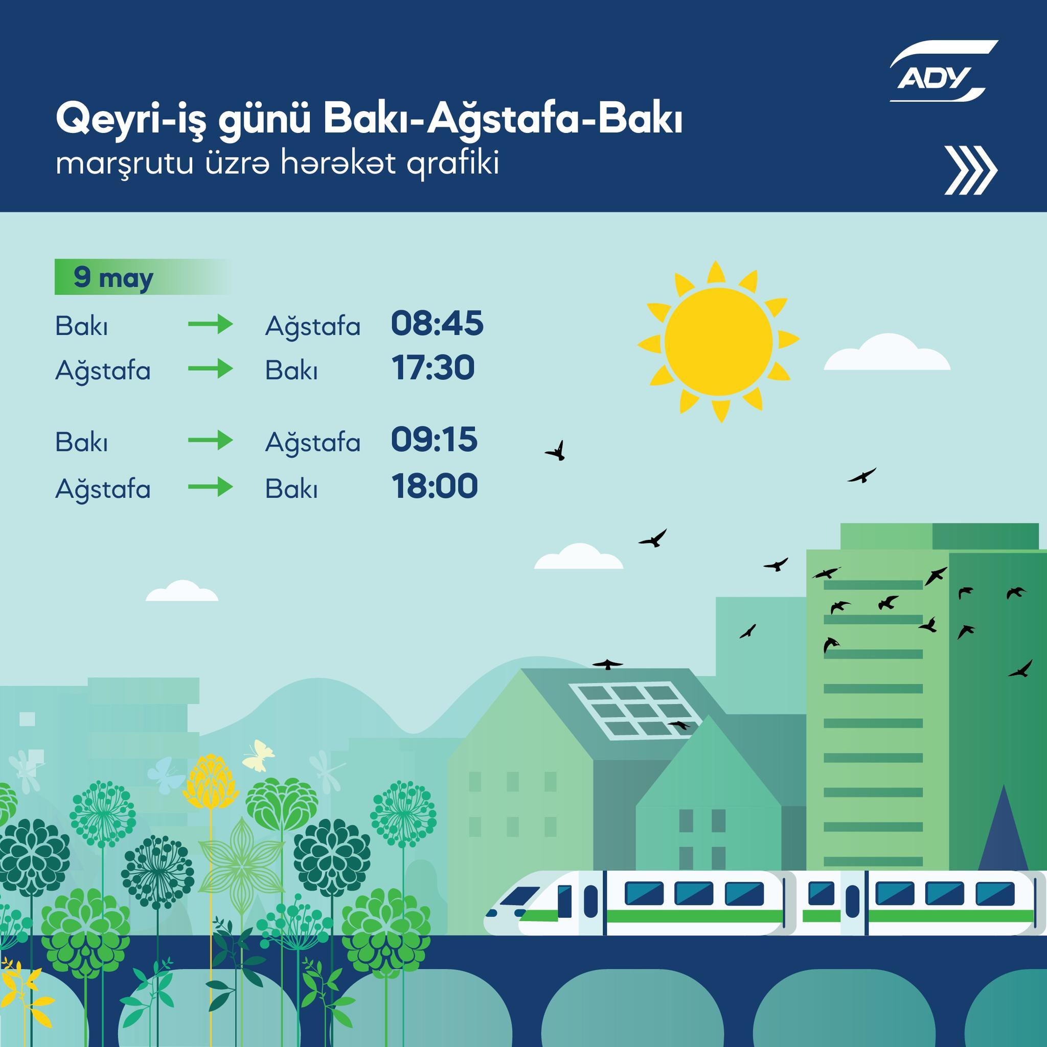 Bakı-Ağstafa marşrutu üzrə əlavə qatar reysləri təyin edildi