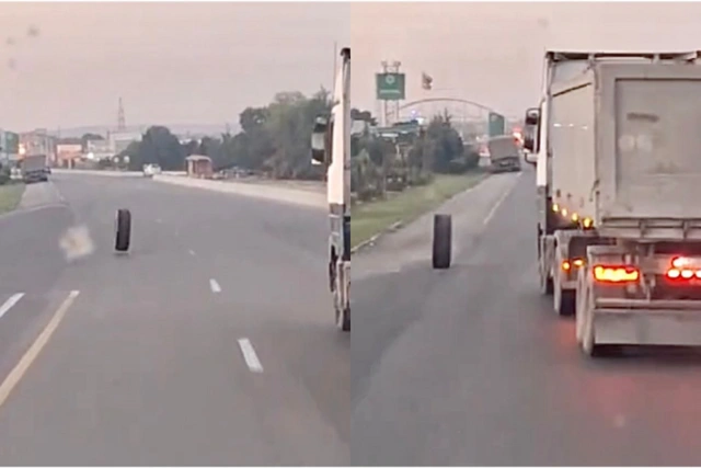 Yük maşınının təkəri yerindən çıxdı və... - Anbaan video 1 Yük maşınının təkəri yerindən çıxdı və... - Anbaan video