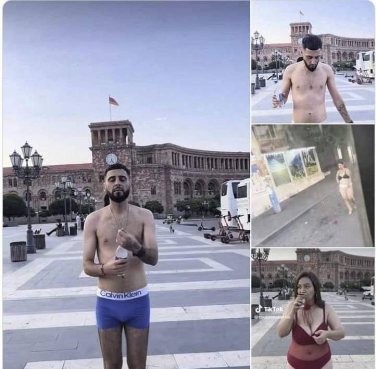 Ermənistan bu görüntülərdən danışır: paytaxtda yarıçılpaq insanlar... - FOTOLAR