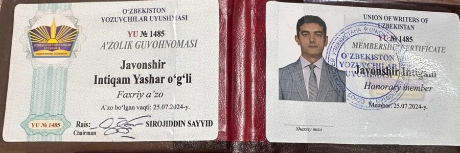 İntiqam Yaşar Özbəkistan Yazıçılar Birliyinin fəxri üzvü seçildi - FOTO