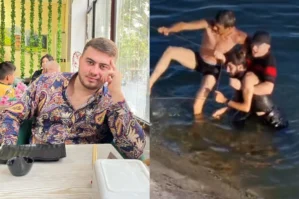 Gənc rəssam Kürdə batan şəxsləri belə xilas etdi - VİDEO