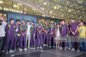 Olimpiyaçılarımız Vətənə döndülər - FOTOLAR