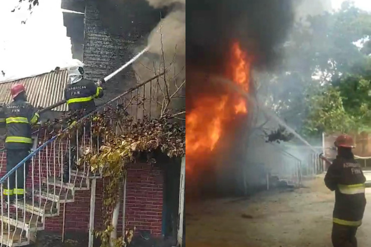 Azərbaycanda istirahət mərkəzi yandı - VİDEO