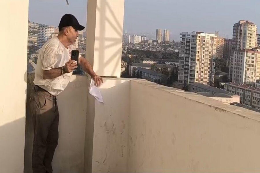Xırdalanda özünü binadan atmaq istədi, belə xilas edildi - FOTO