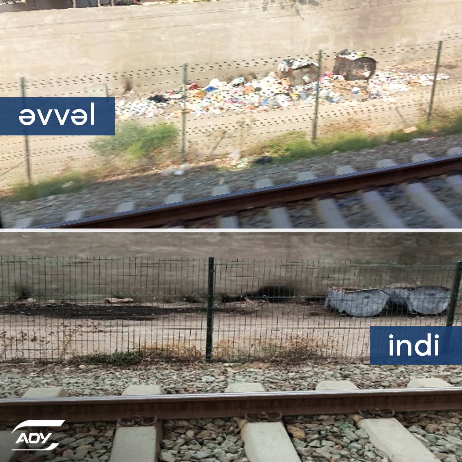 ADY və BŞİH dəmir yollarının təhkim zolaqlarını təmizlədi - FOTOLAR