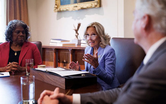 Baydenin xanımı iclasda: masanın başında əyləşdi