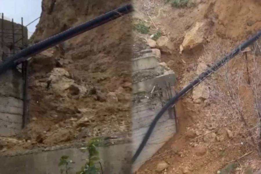 Bakıda sürüşmə oldu: Bina təhlükəli vəziyyətə düşdü - VİDEO