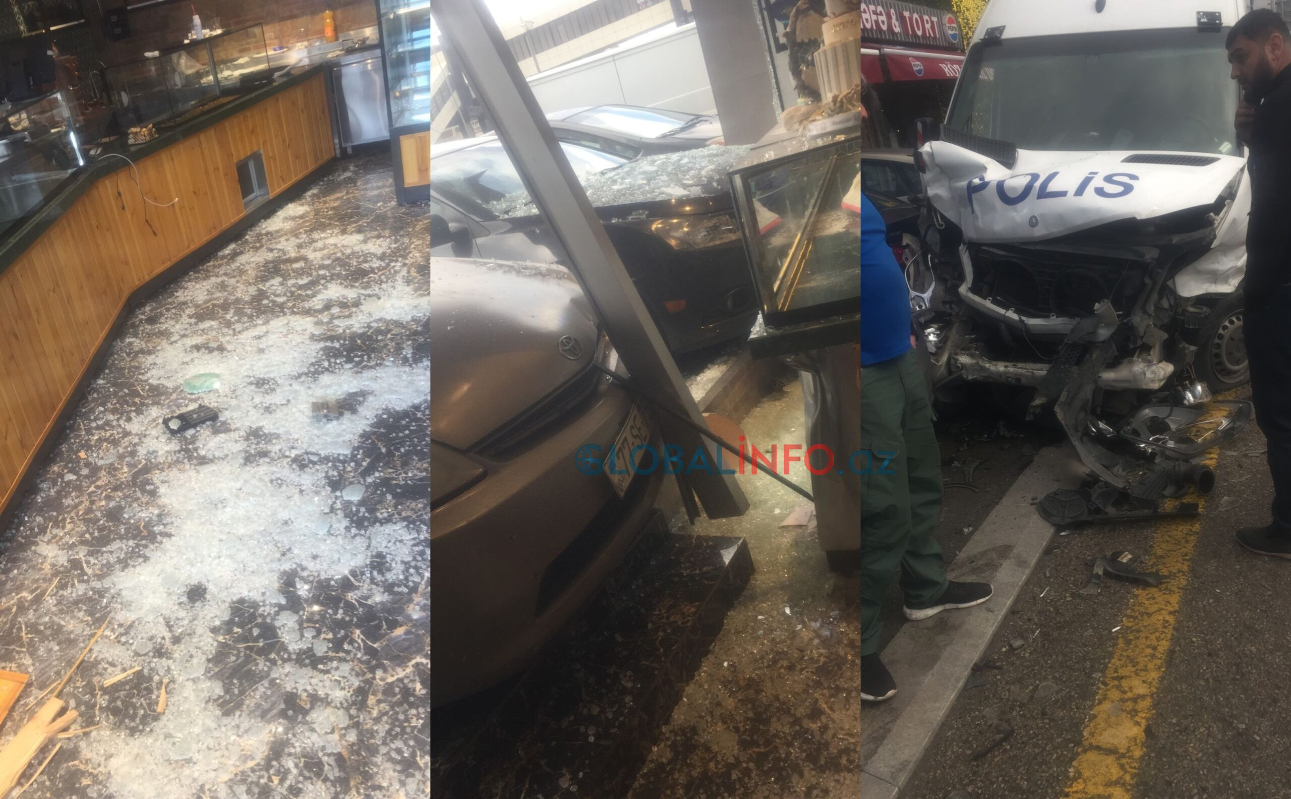 Bakıda zəncirvari qəza: maşın dükana girdi - FOTOLAR