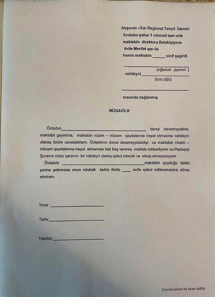 Direktor valideynlərlə müqavilə bağlamaq istədi... - FOTO