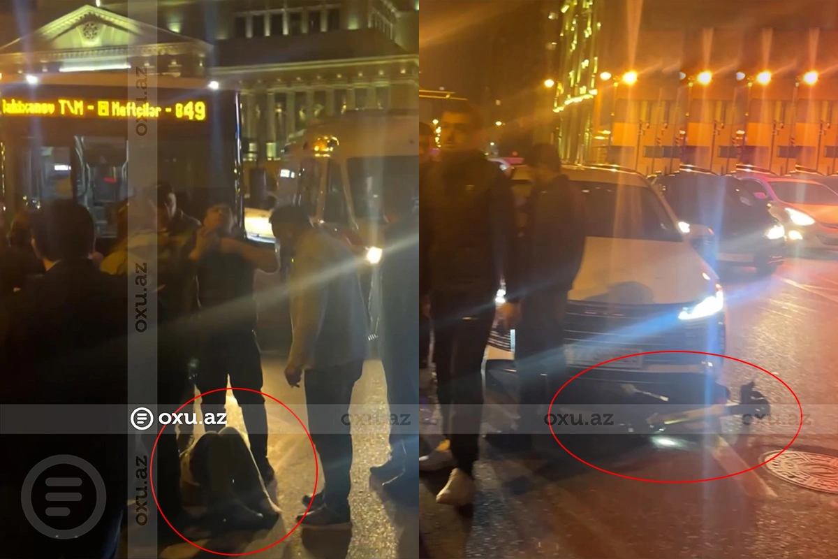 Bakıda skuter sürən xanımı maşın vurdu - VİDEO