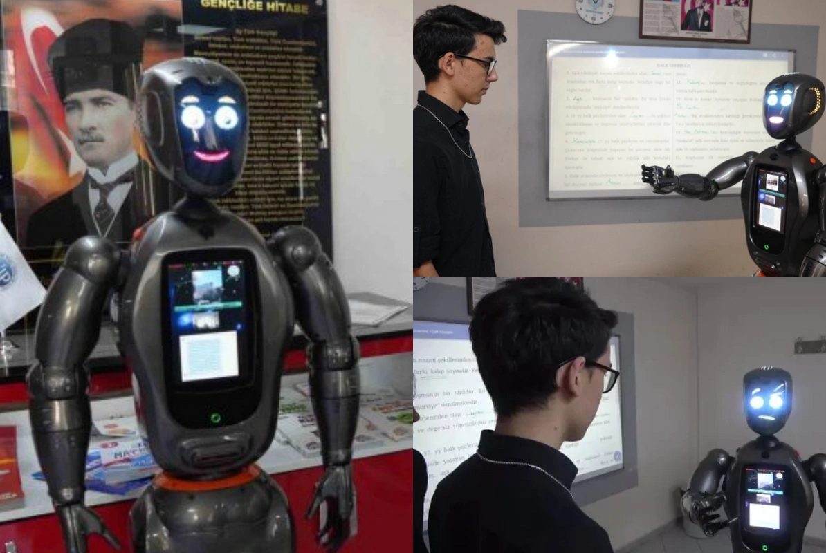 Türkiyədə robot tələbələrə dərs deməyə başladı - VİDEO 1 robot ders