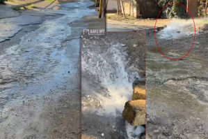 Bakıda su borusu partladı - VİDEO