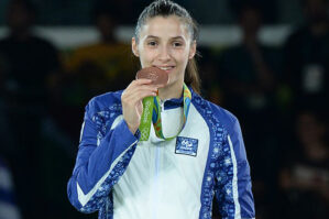 Patimat Abakarova at the 2016 Summer Olympics awarding ceremony 2