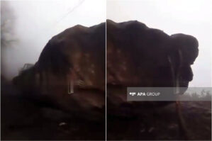 Lerikdə iri qaya parçası yolu bağladı - FOTO