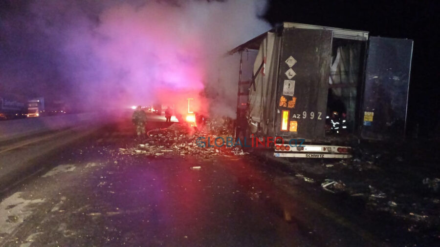 Bakı-Qazax yolunda dəhşətli yanğın: 14 ton qida məhsulu kül oldu - ANBAAN VİDEO