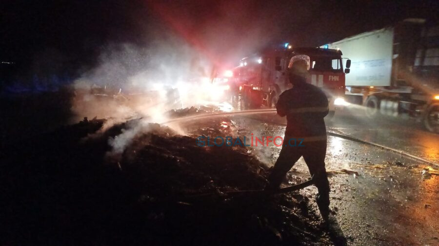 Bakı-Qazax yolunda dəhşətli yanğın: 14 ton qida məhsulu kül oldu - ANBAAN VİDEO