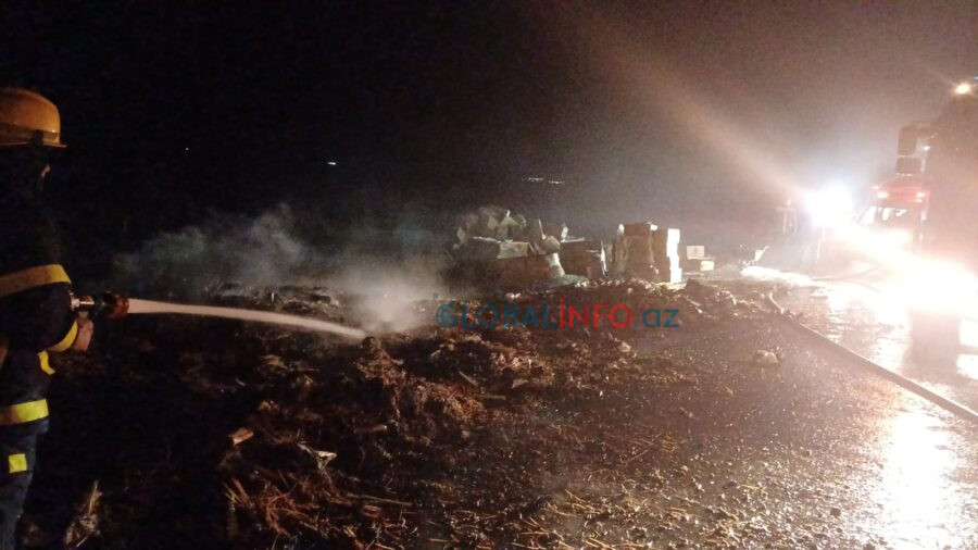 Bakı-Qazax yolunda dəhşətli yanğın: 14 ton qida məhsulu kül oldu - ANBAAN VİDEO