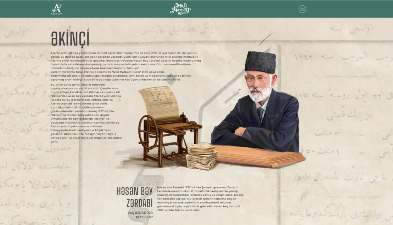 Milli mətbuatın 150 illiyinə həsr edilmiş sayt hazırlandı