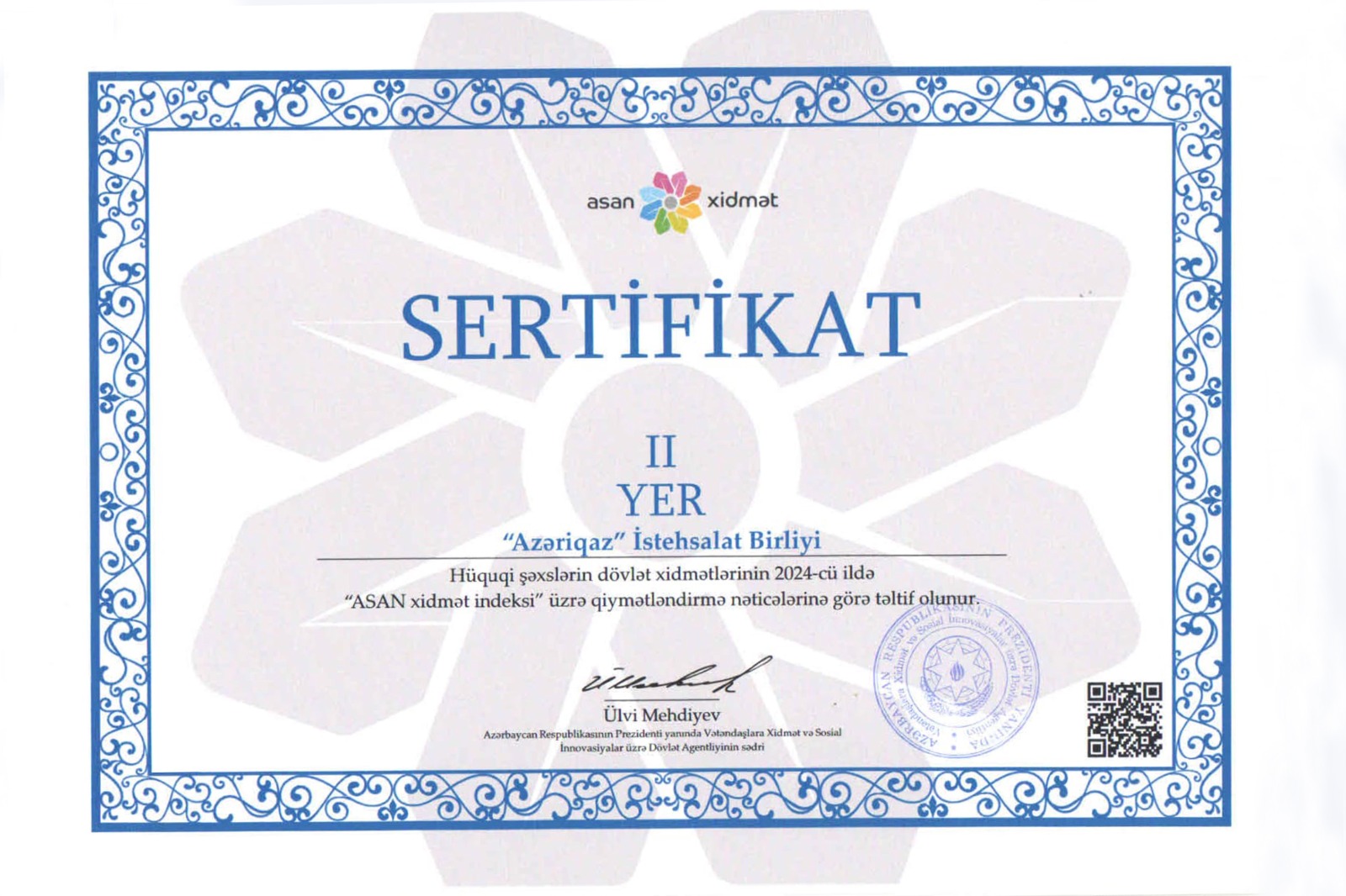 “Azəriqaz” daha bir sertifikata layiq görüldü - FOTO