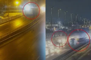 Bakıda buzlu yolda baş verən qəzalar... - VİDEO