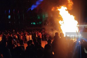 Xankəndidə bayram tonqalı qalandı - FOTO