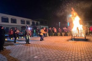 Xankəndidə tonqal qalandı - VİDEO